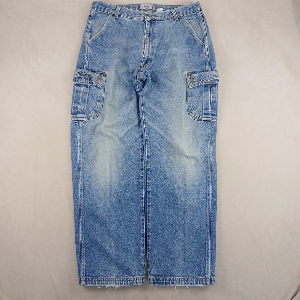 VTG Perry Ellis America 34x31 Mens Cargo Jeans Baggy 90s FLAWS Baggy‎